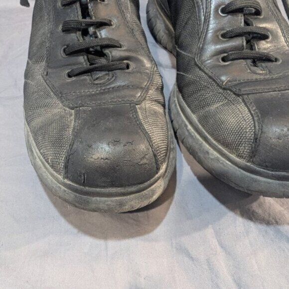 Prada Black Leather and Canvas Sneakers Men Size 9 - Picture 6 of 10